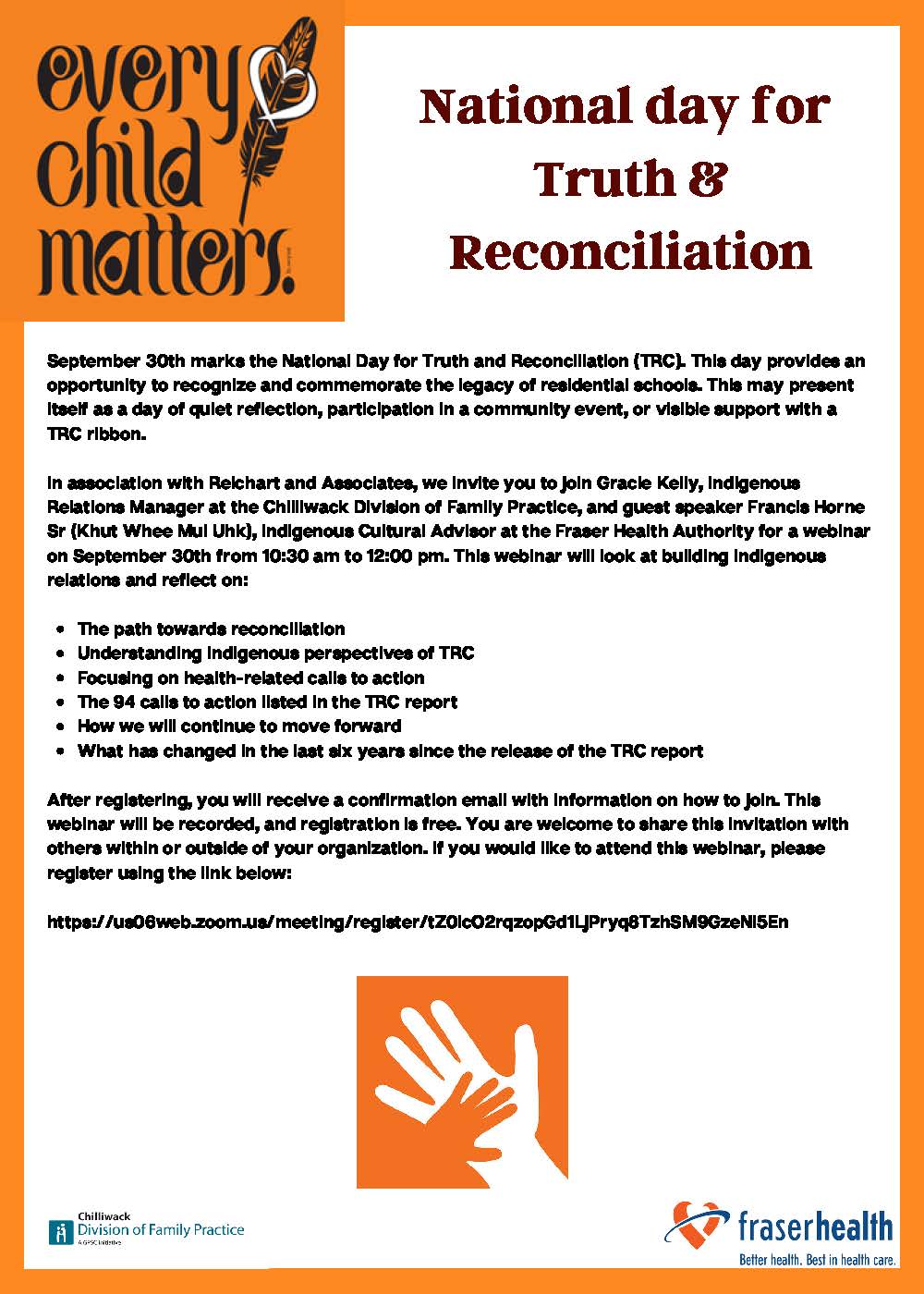 Poster for National Day for Truth and Reconciliation webinar